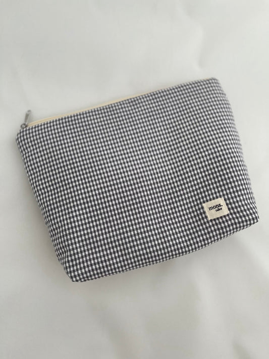 Neceser cuadrado Vichy gris